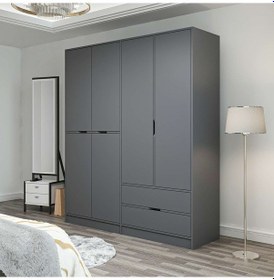 Resim Elina 4 Kapaklı Dolap - Antrasit/antrasit Antrasit 