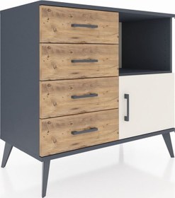 Resim Hyperion Şifonyer Tek Raflı 4 Çekmeceli Tek Kapaklı 88x44x80 Antrasit-aytaşı/çam Aytaşı/çam 