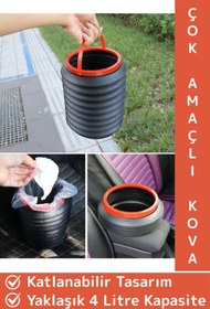 Resim Wintoup Dayanıklı Portatif Kamp Piknik Buz Kovası Oto Çöp Kovası Çok Amaçlı Taşıma Askılı Kapaksız Kova 