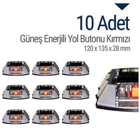 Resim 10'lu Set Kırmızı Solar Çakar Yol Butonu Poliüretan Taban 
