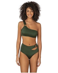 Resim Endeep Kadın Halka Aksesuarlı Tek Omuz Yeşil Bikini Takımı-yeşil 