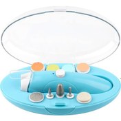 Resim Vkemall Mavi Bebek Tırnak Düzeltici Elektrikli 9 Parça Aksesuarlı Led Işıklı Düşük Gürültülü Hız Ayarlı Tırnak Kesici 