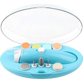 Resim Vkemall Mavi Bebek Tırnak Düzeltici Elektrikli 9 Parça Aksesuarlı Led Işıklı Düşük Gürültülü Hız Ayarlı Tırnak Kesici 