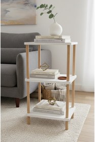 Resim PEKA 2 Raflı Köşe Ve Yan Sehpa – Çok Amaçlı Modern Çevir Kur Fiskos Sehpa 