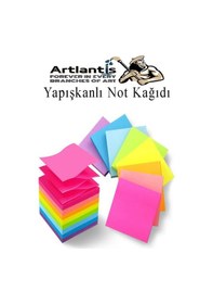 Resim Yapışkanlı Not Kağıdı 3 Renk 450 Sayfa 1 Paket Ebruli Küp Blok Yapışkanlı Postit 75x75 Mm Renkli 