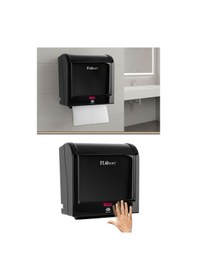 Resim Flosoft F398 Diva Sensörlü Kağıt Havlu Makinesi, Fotoselli Otomatik Havlu Verici 21 Cm Siyah 