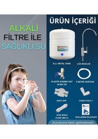 Resim 8 Lt Metal Tanklı Çift Karbonlu Kapalı Kasa Pompasız Beyaz Su Arıtma Cihazı 