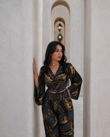 Resim Sultana Takım-Lacivert ve Altın Desenli - One size 
