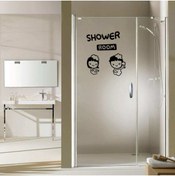 Resim cnpromosyon Shower Room Yazılı Kız Ve Erkek Çocuk Silüeti Dekoratif Banyo Duvar Sticker, Çıkartma, Etiket 
