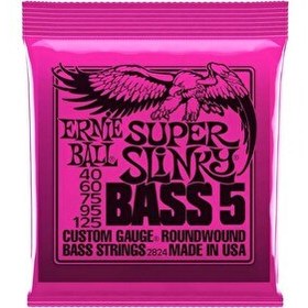 Resim Ernie Ball P02824 Super Slinky Nickel 40-125 (5 Telli) Bas Gitar Teli 