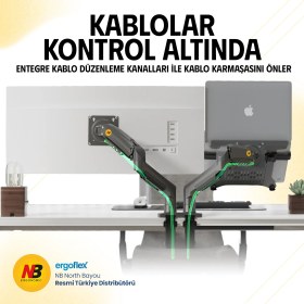 Resim Nb North Bayou Ergonomik North Bayou NB F160L 17"-27" Amortisörlü Monitör Tutucu ve 10"-17" Laptop Standı Premium 2023 Yeni Tasarım 