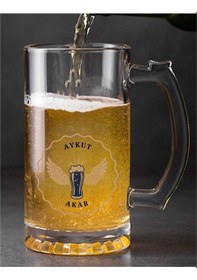 Resim Kişiye Özel Tasarımlı Bira Bardağı Saydam 