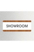 Resim zafrakreklam SHOWROOM Ofis Departman Kapı İsimliği, Yönlendirme levhası 26X10Cm BEYAZ-CEVİZ 