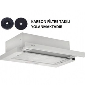 Resim Esty Çift Motor Beyaz Aspiratör+karbon Filtre Bacasız Kullanım 