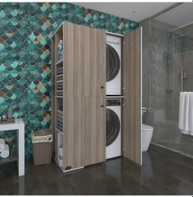 Resim Kenzlife Çamaşır-Kurutma Makinesi Dolabı Kapaklı Foka Crd 180*090*60 Banyo Arkalıksız Çok Renkli 
