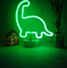 Resim Ema Dükkan Dinazor Neon Led Gece Lambası Usb Pilli Dekoratif Masa Lambası Çocuk Odası Işıklı Gece Lambası 