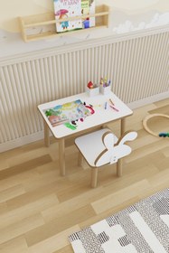 Resim POFİTTO Yaz-sil Yüzey Çocuk Masası - Aktivite Masası - Çocuk Çalışma Masası Takımı 1 Adet Sandalyeli 