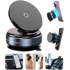 Resim 360 Derece Dönebilen Vakumlu Magsafe Destekli Magnetik Telefon Tutucu Araba Ayna Cam Masa Üzeri Siyah 