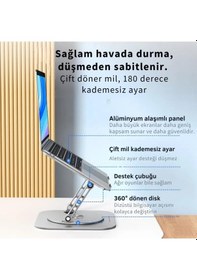 Resim Polham 360 Derece Dönebilen Yükseklik, Açı Ayarlı Notebook, Tablet Standı, Kaydırmaz, Katlanabilir Stand 