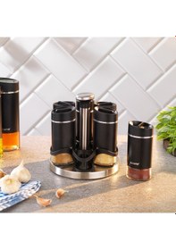 Resim Schafer Silver Touch Döner Standlı Baharat Takımı 7 Parça-siyah Siyah 