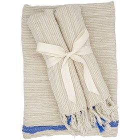 Resim Beige and Blue Striped Peshtamal 