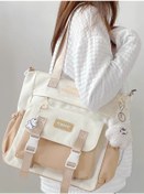 Resim Çanta Kadın Üniversite Öğrenci Taşıma Çantası Kız Büyük Kapasiteli Bir Omuz Çok Yönlü Crossbody Çanta A.Haki Açık Haki 