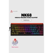 Resim Coverzone Kontur Desenli Ambiyans Aydınlatmalı Red Switch Mekanik Klavye Ajazz Nacodex NK-68 
