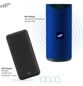 Resim MF PRODUCT Acoustic 0123 Bluetooth Hoparlör Mavi + 0653 10000 Mah Powerbank - Siyah 