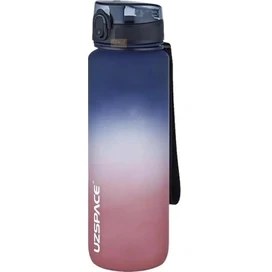 Resim Uzspace 1000ML Büyük Boy Soft Touch Çift Renk Motivasyon Tritan Su Matarası (Lacivert-Kırmızı) 