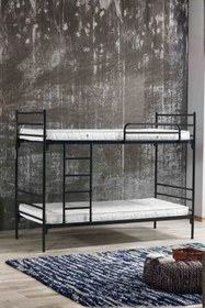 Resim ARGİMO Linda Yurt Apart Otel Şantiye Metal Ranza 90x190 Siyah 