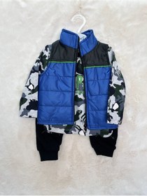 Resim Kamuflaj Camping Şişme Yelekli Üçlü Takım mavi 