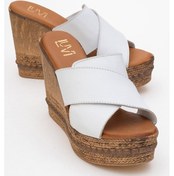 Resim Loıs Beyaz Cilt Hakiki Deri Kadın Dolgu Topuklu Terlik Beyaz 