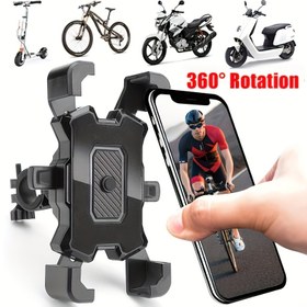 Resim 360° Ayarlanabilir Motosiklet Bisiklet Telefon Tutucu - Otomatik Kilitli Gidon Montajı, Darbeye Dayanıklı Tasarım, 4 Pençe Sıkma & Titreşim Önleyici iPhone için, E-Bisikletler, Scooterlar, Motosikletler ile Uyumlu, Motosiklet Telefon Tutacağı, Şık Parlak Yüzey, Sağlam Malzeme 