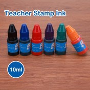 Resim 1 adet Öğretmen Damga Mürekkebi, 10ml Renkli Dolum Mürekkep Önceden mürekkepleme damgalara uygun, Kendinden mürekkepli damgalar çeşitli el işi DIY sanat yaratımı için 