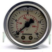 Resim Pakkens 0-16 Bar 100 Mm Arkadan Bağlantılı Panotipi Gliserinli Manometre G 1/2 Inç 