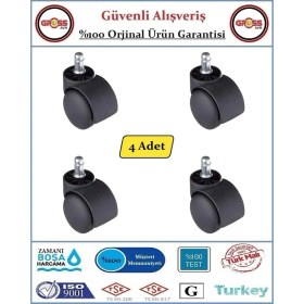Resim Gross AVM Ofis Koltuk Mobilya Tekerleği - Dönerli Pimli Tekerlek - 4 Adet 