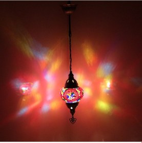 Resim Dekoratif Otantik Mozaik Lamba Tekli Sarkıt Tavan Lambası model 1 