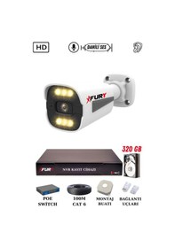 Resim Fury 1 Kameralı Ip Güvenlik Kamerası Seti Sesli 4mp Gece Renkli Su Geçirmez 1506s 320gb 