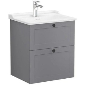 Resim Vitra 68850 Root Classic 60 Cm Gri Çekmeceli Banyo Dolabı Alt Modül Lavabo 