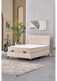 Resim Evdemo Vizyon Çift Kişilik Baza Başlık Yatak Seti Krem 150 200 150 x 200 