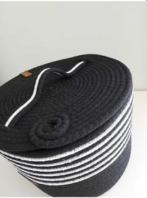 Resim Siyah Beyaz Kapaklı Sepet Düzenleyici Hediyelik Organizer - 25x20 cm 