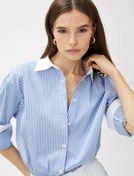 Resim Poplin Oversize Gömlek Uzun Kollu 