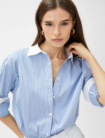 Resim Poplin Oversize Gömlek Uzun Kollu 