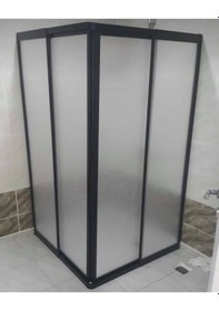 Resim Nokta Duşakabin 100 x 100 Teknesiz Mika Duşakabin Siyah Profil Şeffaf 