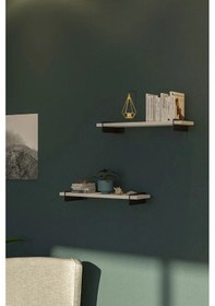 Resim Alto Demir Ayaklı Beyaz Duvar Rafı - Demir Ayaklı Duvar Kitaplığı 