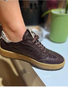 Resim Butik NOBLE SHOES HAKİKİ DERİ KOYU KAHVE KADIN SNEKAER 