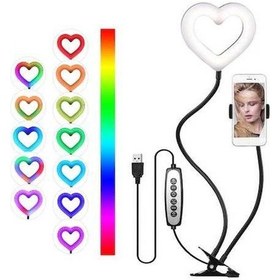 Resim Pazly 6 Rgb Halka Işık 8w Dimmable Telefon Tutuculu Video Çekim Canlı Yayın Seti 