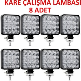 Resim 8 Adet 11x11 16 Led Kare Off Road Traktör Tir Kamyon Sis Fari Sis Lambasi Çalisma Lambasi Projektör 