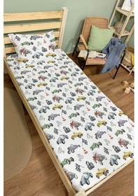 Resim Organik Tek Kişilik Lastikli Çarşaf Seti - Hızlı Ve Eğlenceli Renkli 