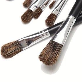 Resim 1 adet/7 adet Siyah Uzun Saplı Ahşap Sap Yüksek Kaliteli Kıllı Yuvarlak Başlı Fırça Seti, Profesyonel Sanat Fırçaları, Yağlı Boya, Akrilik Boya, Su Boyası, Duvar Graffiti ve El Sanatları Boyama için Uygun, Çok Fonksiyonlu Boyama Fırçaları 